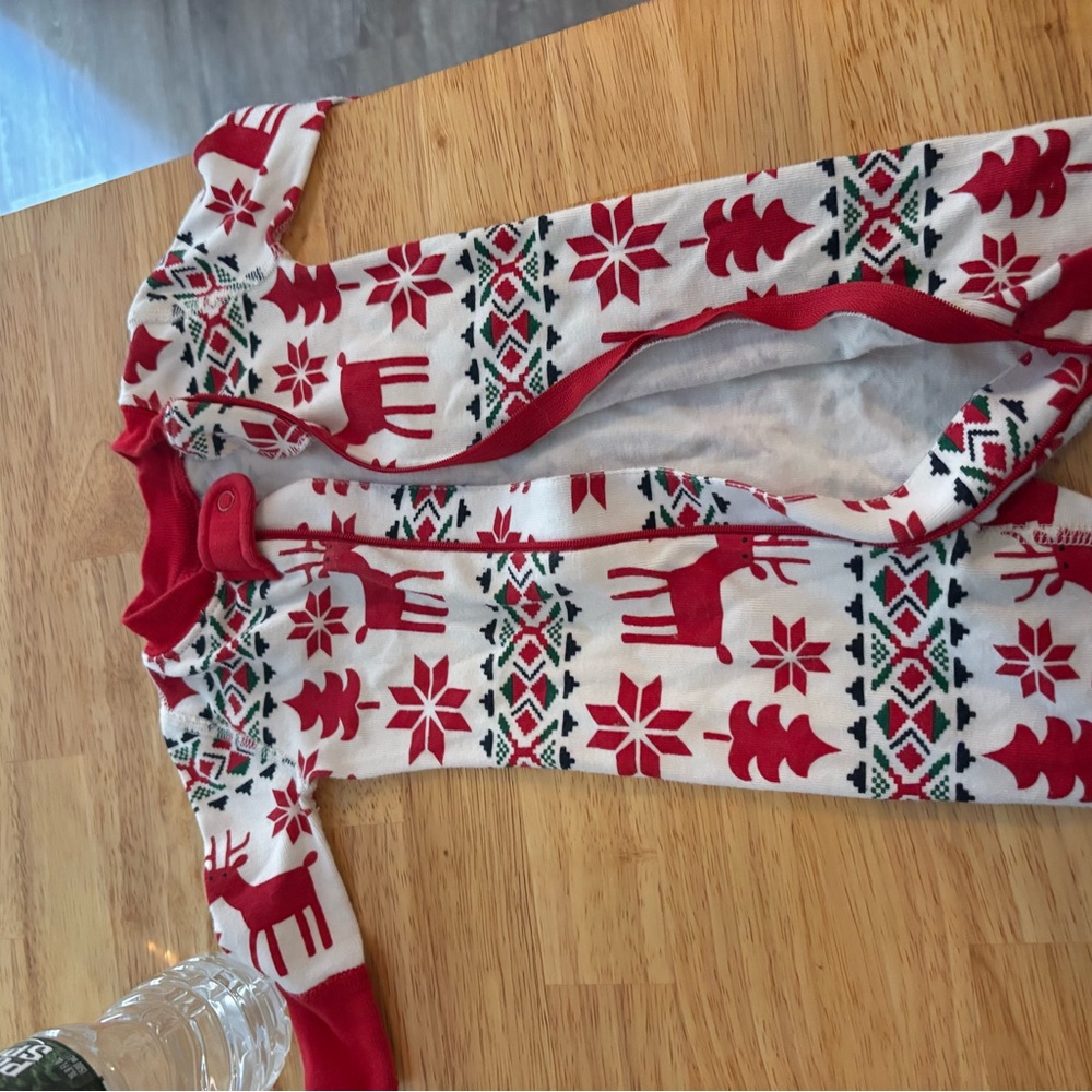 Little Me Red and Cream Baby Onesie